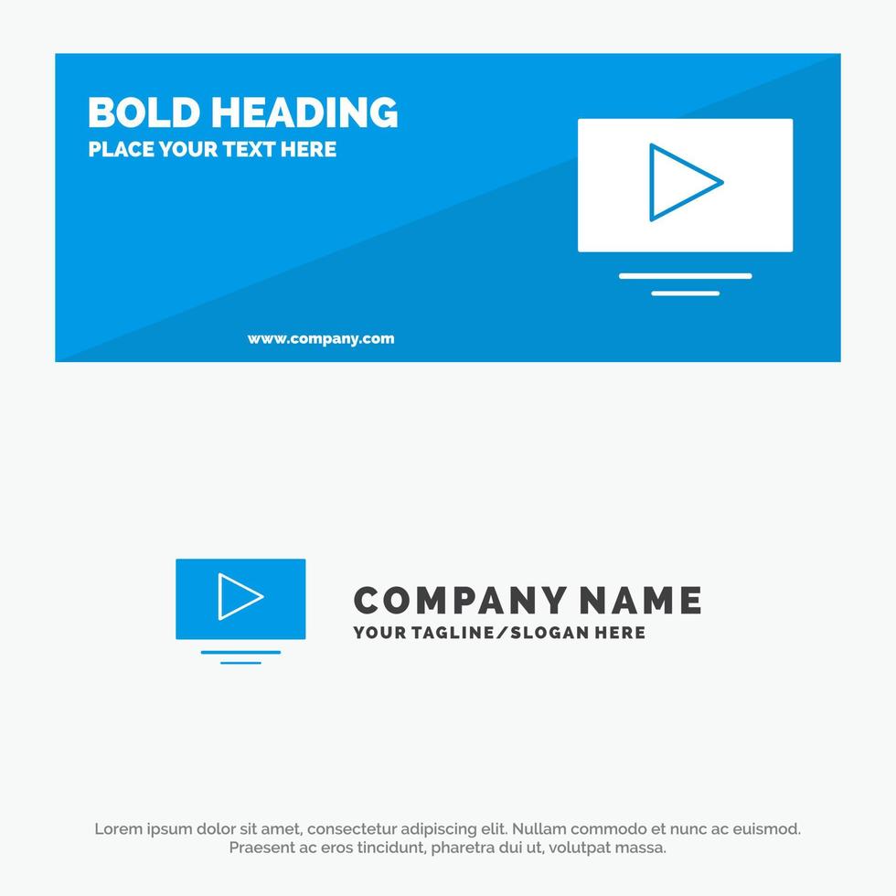 Video Play YouTube SOlid Icon Website Banner and Business Logo Template vector