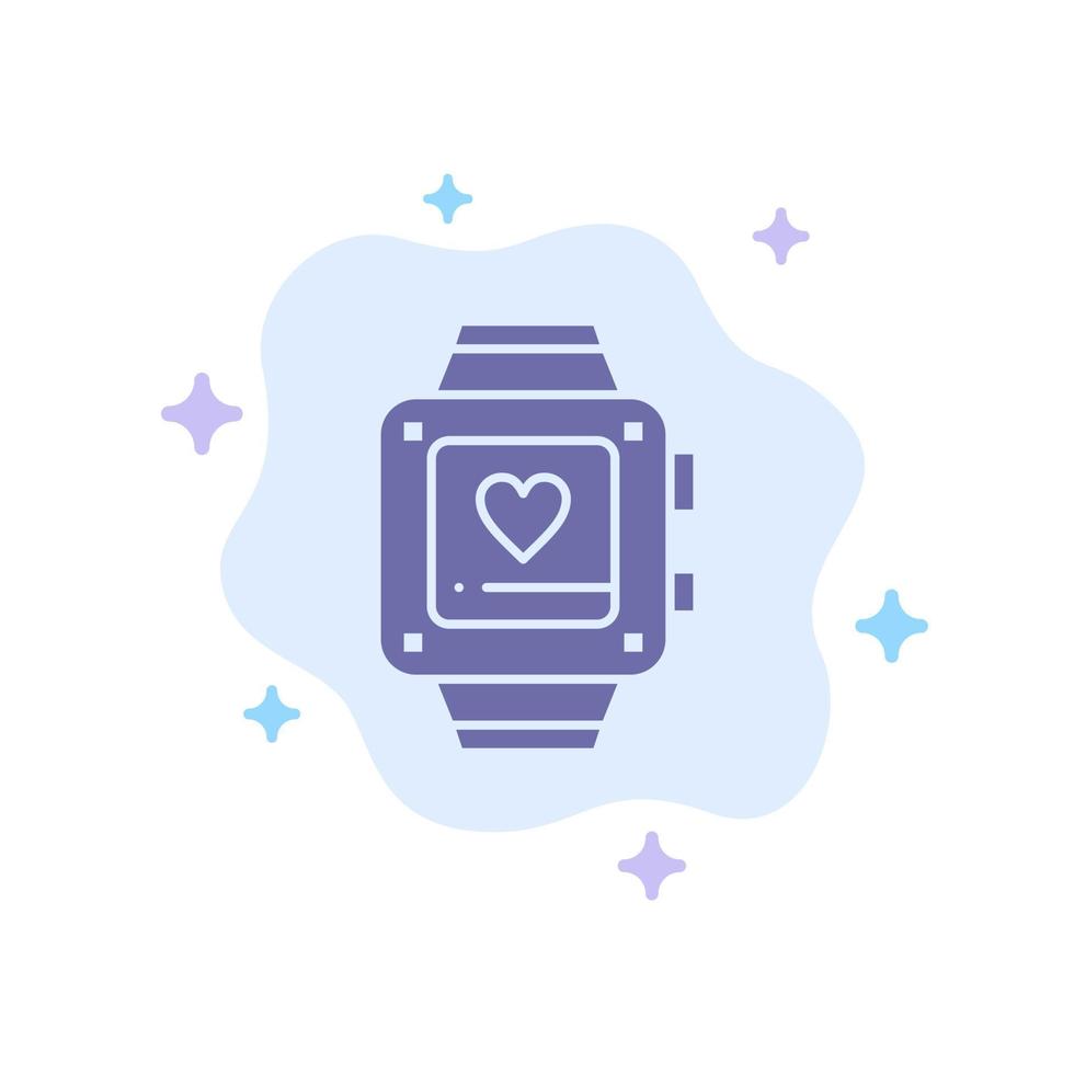 reloj de mano amor corazón boda icono azul sobre fondo de nube abstracta vector