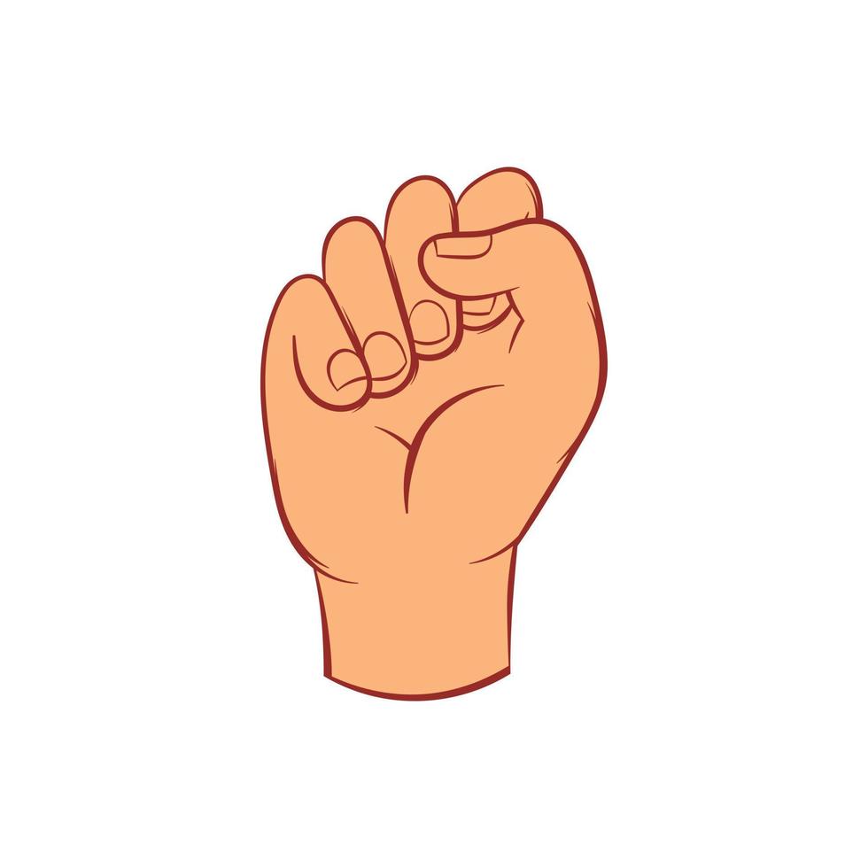 Hand with clenched fist icon, cartoon style vector