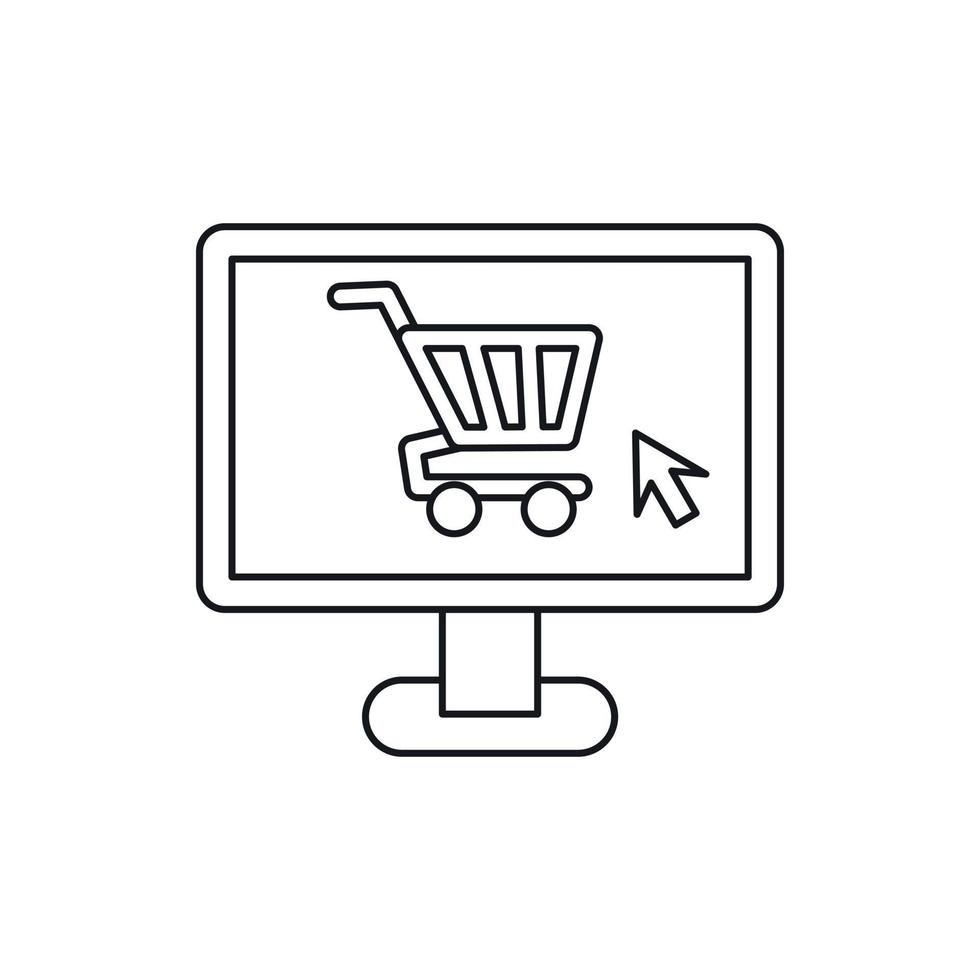 Computer monitor with shopping cart icon vector
