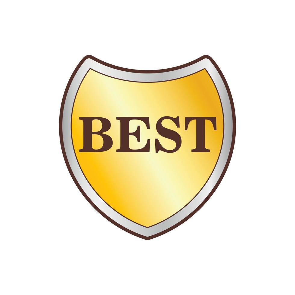 Gold shield with the word Best icon, flat style vector