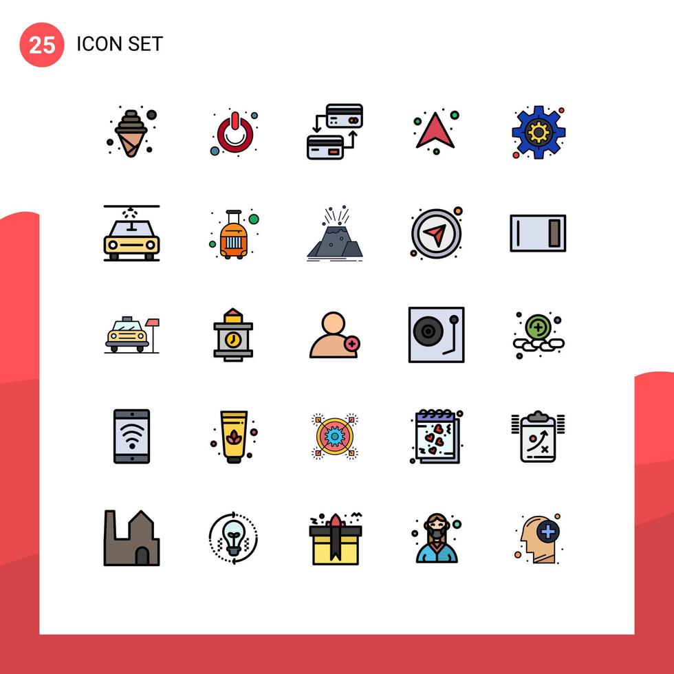Group of 25 Modern Filled line Flat Colors Set for business up switch arrows credit Editable Vector Design Elements
