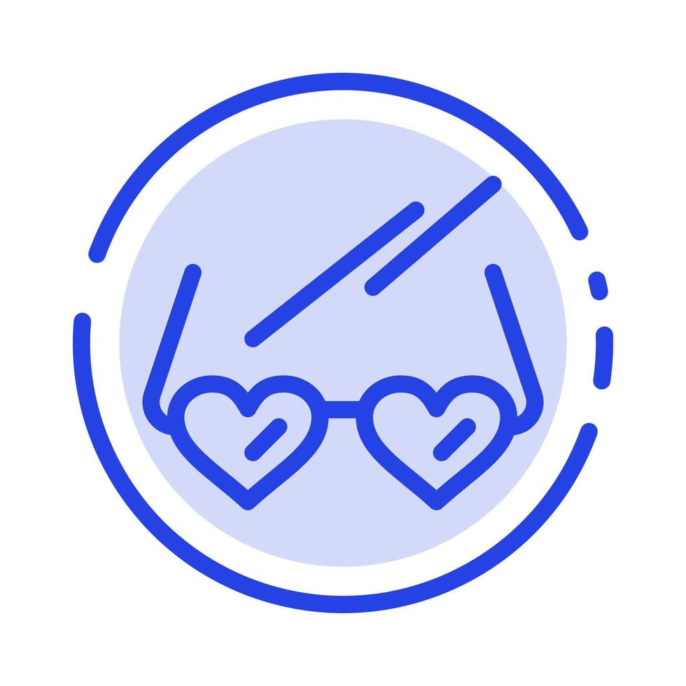 Glasses Love Heart Wedding Blue Dotted Line Line Icon vector