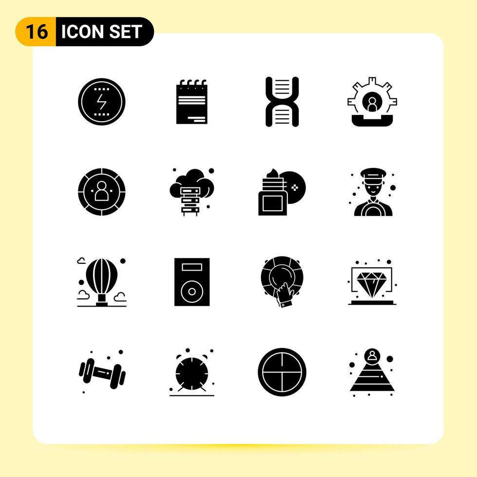 Group of 16 Solid Glyphs Signs and Symbols for phone contact signature communication physics Editable Vector Design Elements