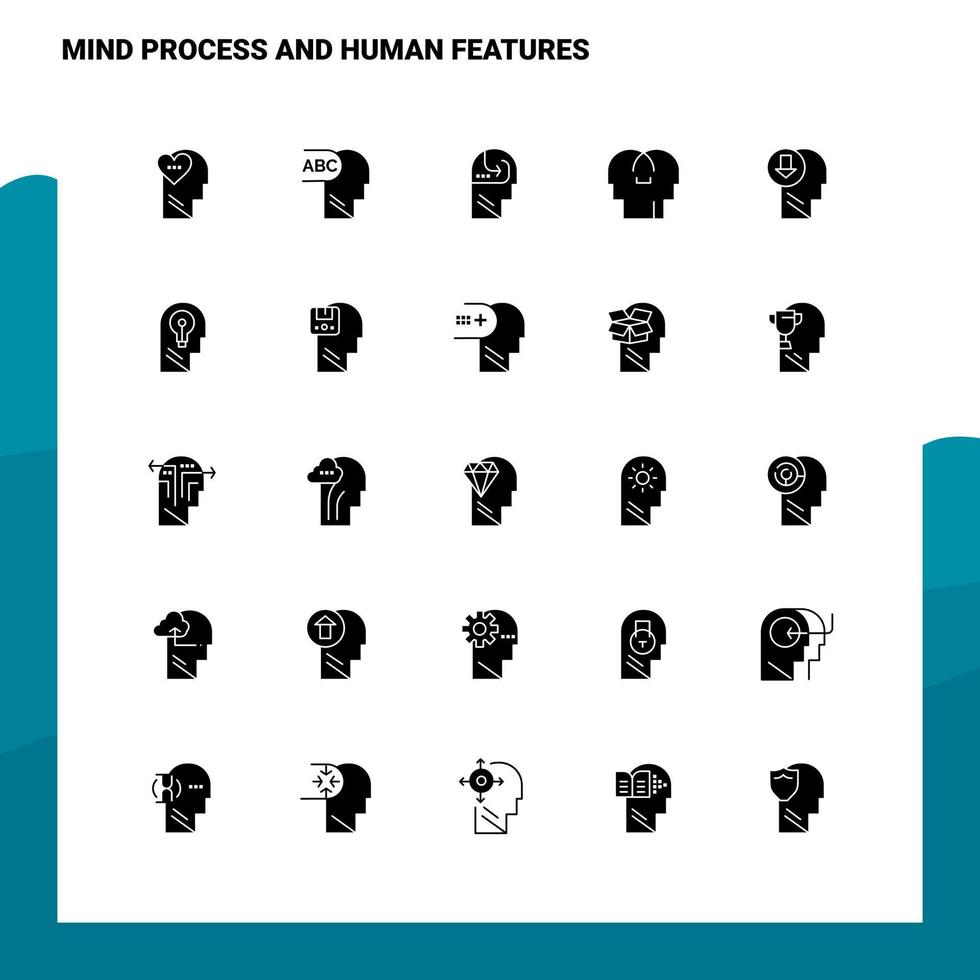 25 Mind Process And Human Features Icon set Solid Glyph Icon Vector Illustration Template For Web and Mobile Ideas for business company