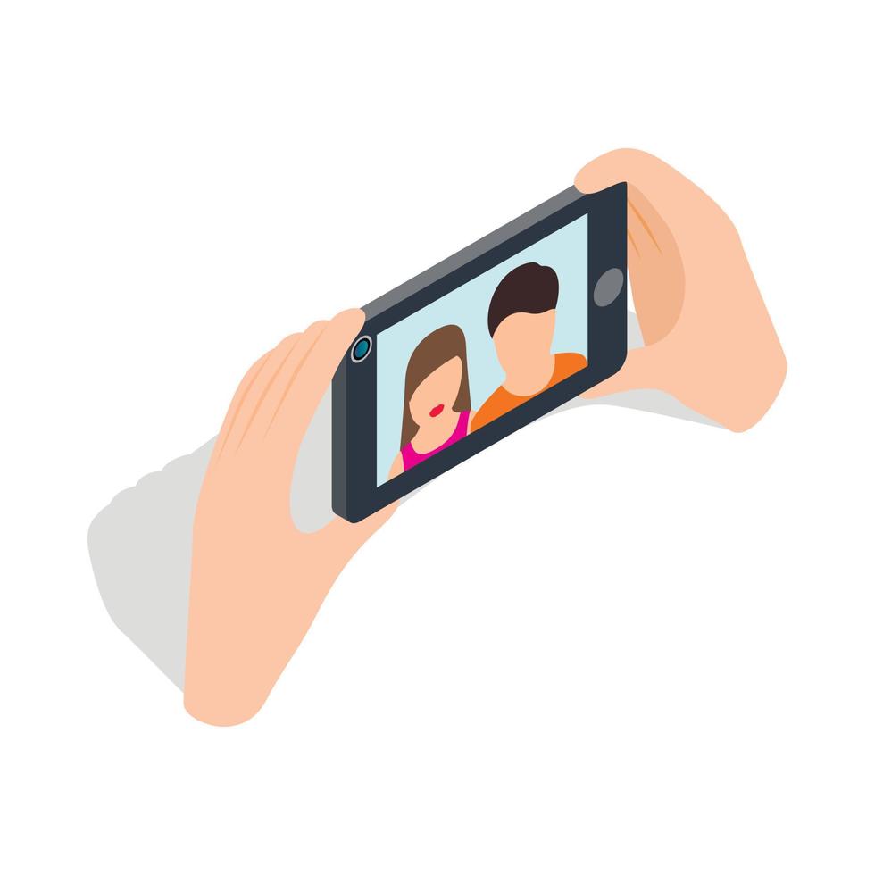 Couple taking selfy of themselves icon vector