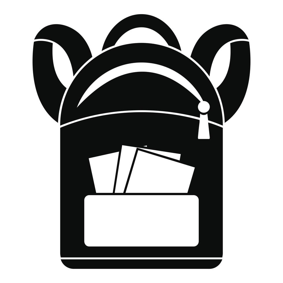 Student backpack icon, simple style vector
