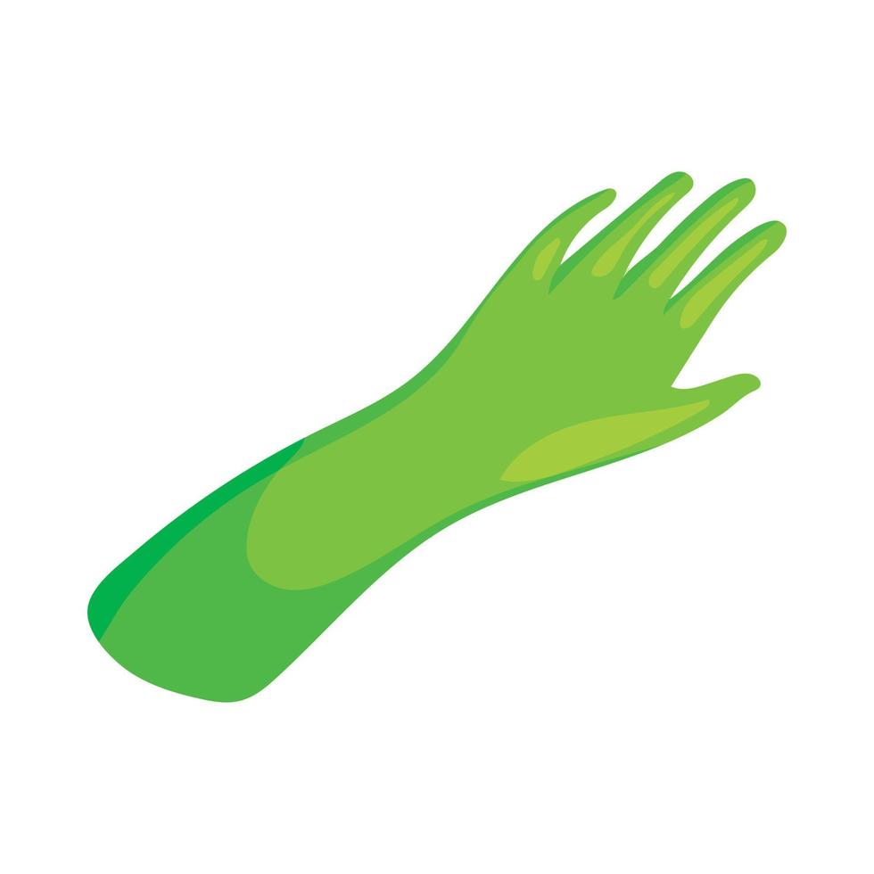 icono de guantes de goma verde, estilo de dibujos animados vector