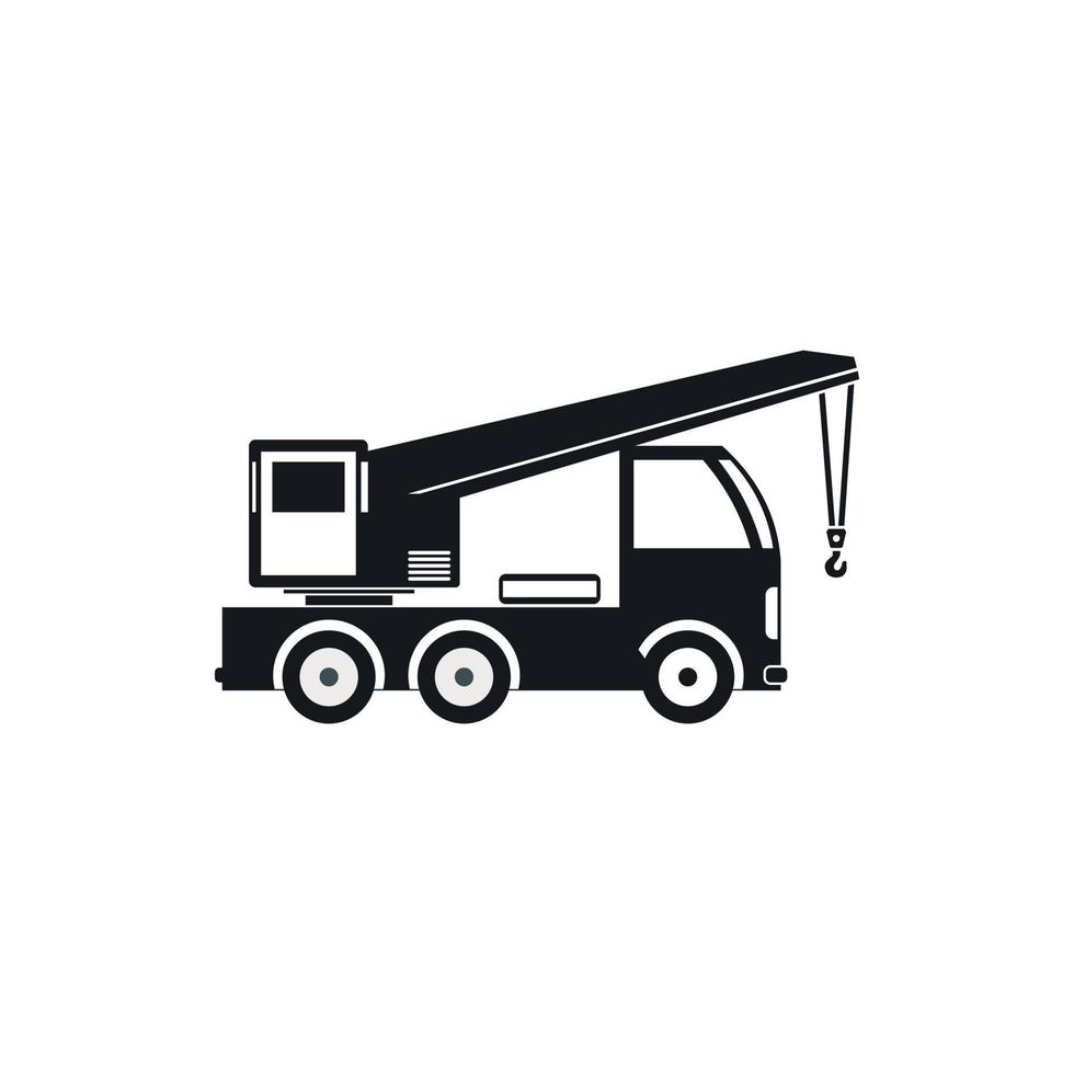 Truck mounted crane icon, simple style vector
