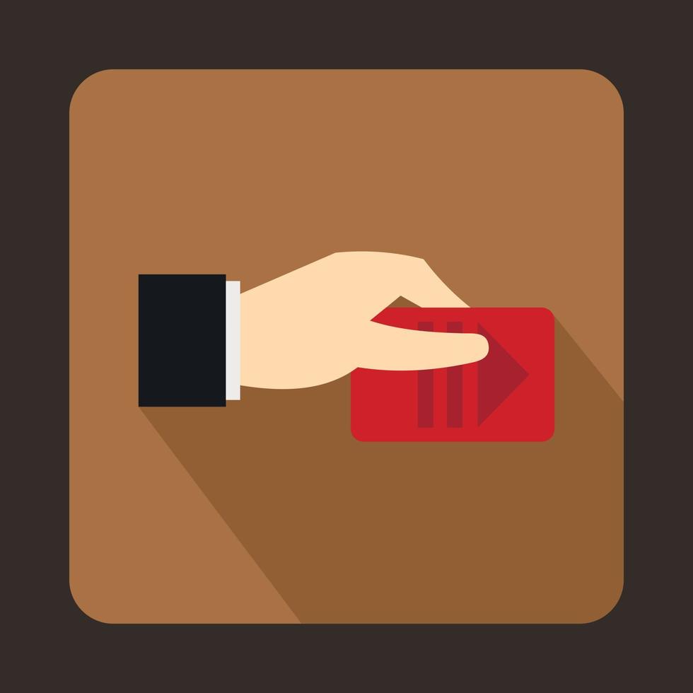 Hand with parking ticket icon, flat style vector