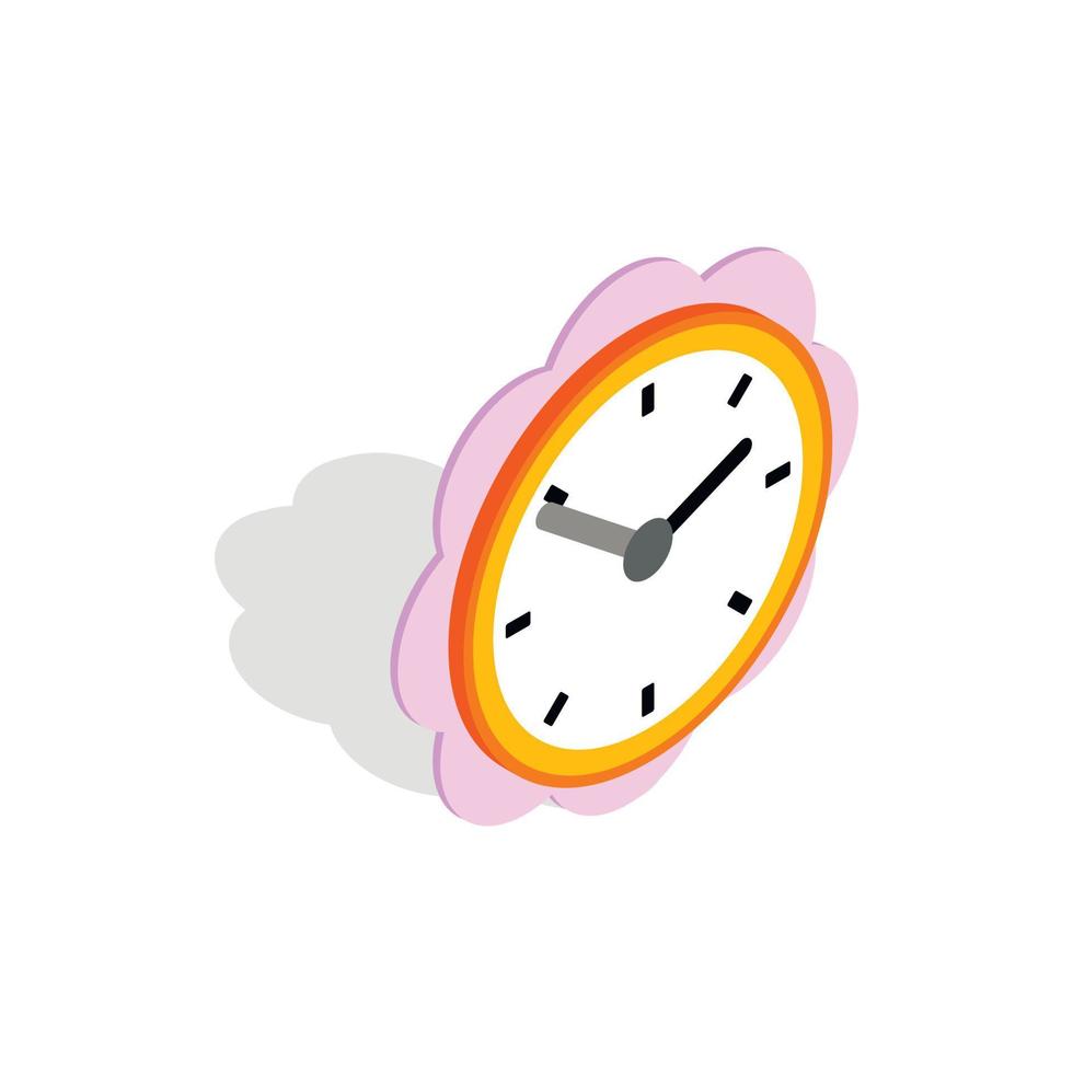 Daisy clock icon, isometric 3d style vector