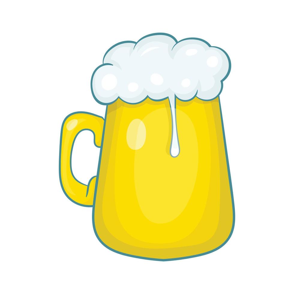 Jarra de vidrio de icono de cerveza, estilo de dibujos animados vector