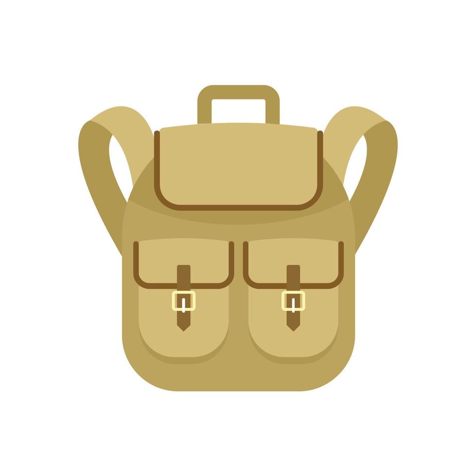 icono de mochila de viaje, estilo plano vector