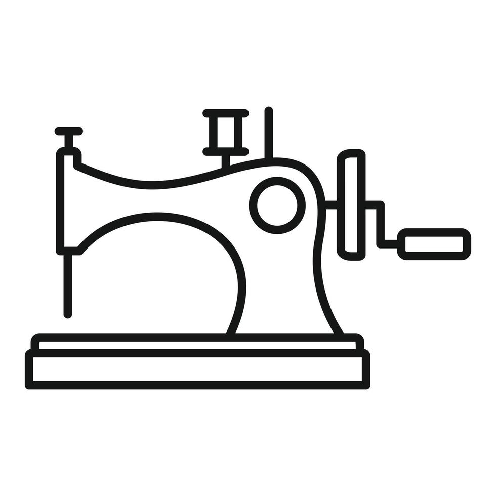 icono de máquina de coser vintage, estilo de esquema vector