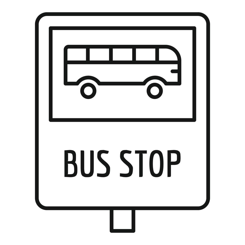 icono de señal de tráfico de parada de autobús, estilo de contorno vector
