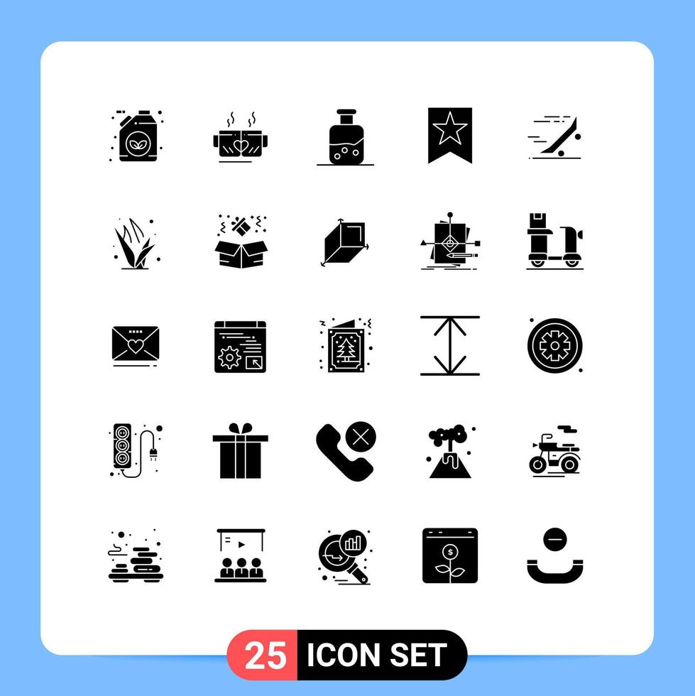Group of 25 Solid Glyphs Signs and Symbols for ride star wedding favorite bottle Editable Vector Design Elements