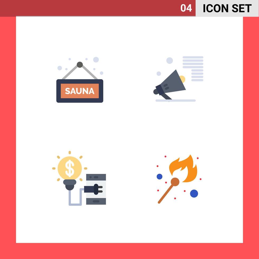 4 Universal Flat Icon Signs Symbols of fitness creative tag megaphone smartphone Editable Vector Design Elements
