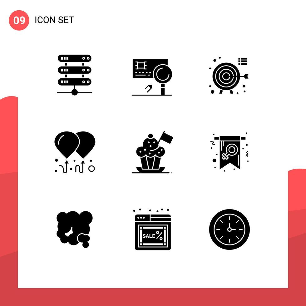 Modern Set of 9 Solid Glyphs and symbols such as chef hat motivation fraud fly focus Editable Vector Design Elements