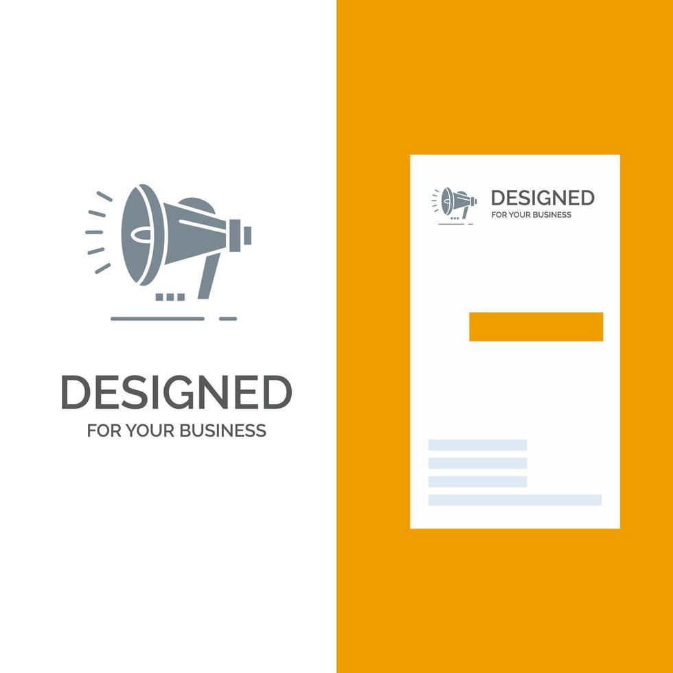 Speaker Loudspeaker Voice Announcement Grey Logo Design and Business Card Template vector
