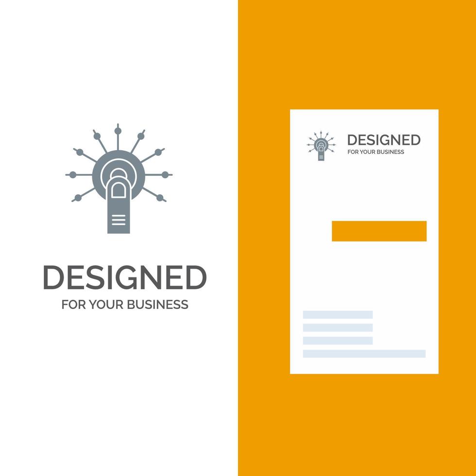Touch Click Ok Done Touch Here Grey Logo Design and Business Card Template vector