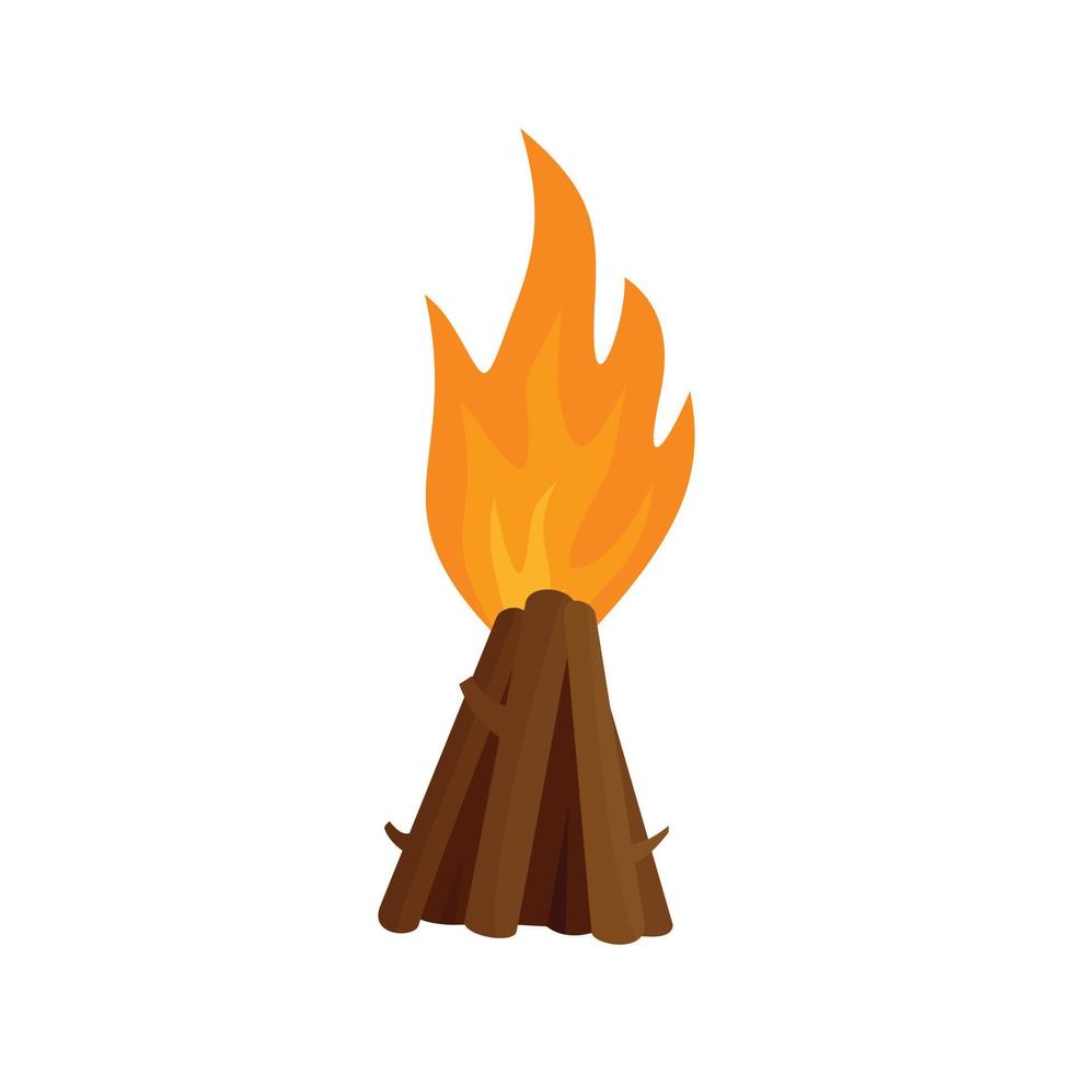 Tepee fire icon, flat style vector
