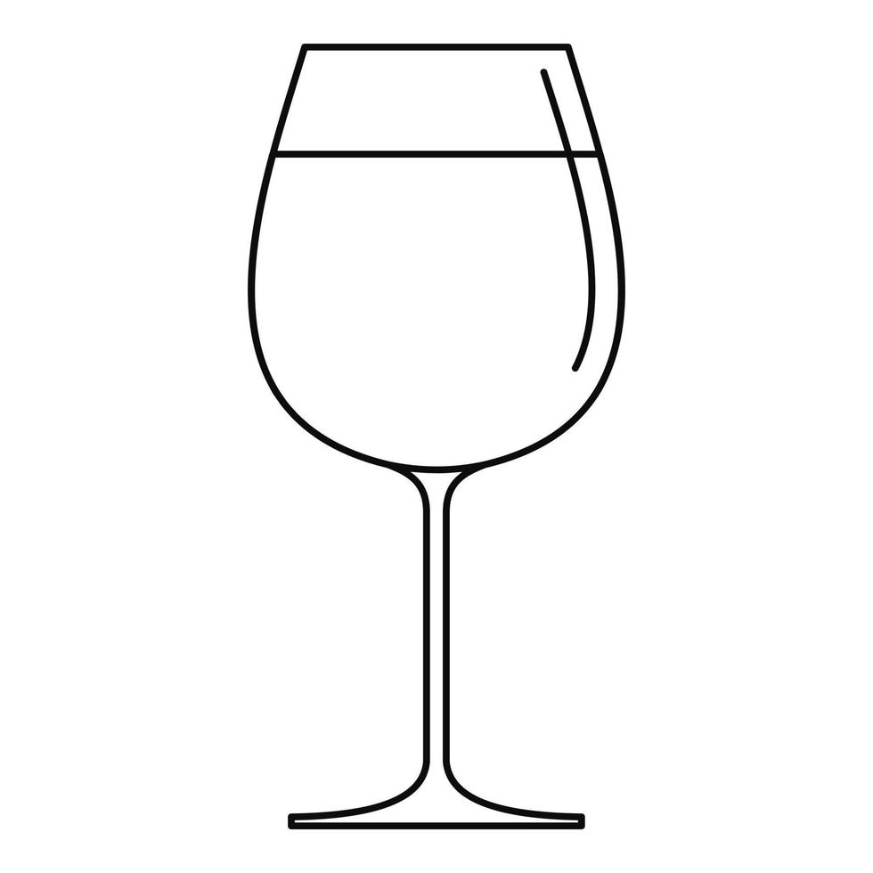 icono de copa de vino, estilo de esquema vector