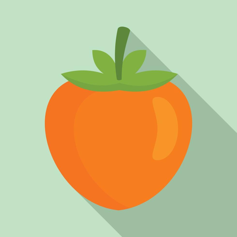 Eco persimmon icon, flat style vector