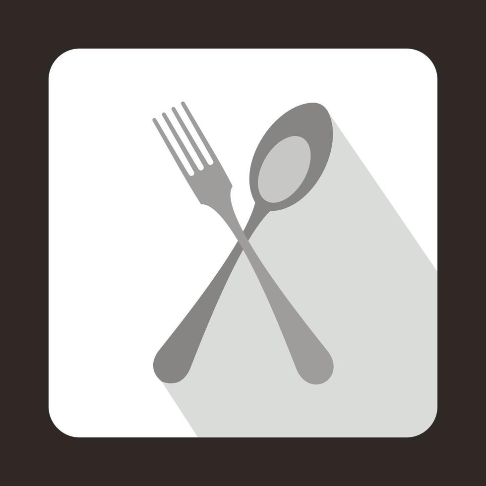 Spoon and fork icon in flat style vector