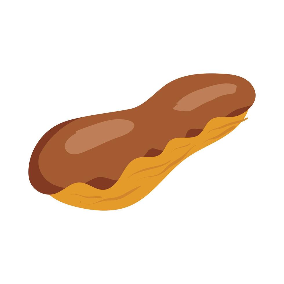 Eclair with chocolate icon, cartoon style vector