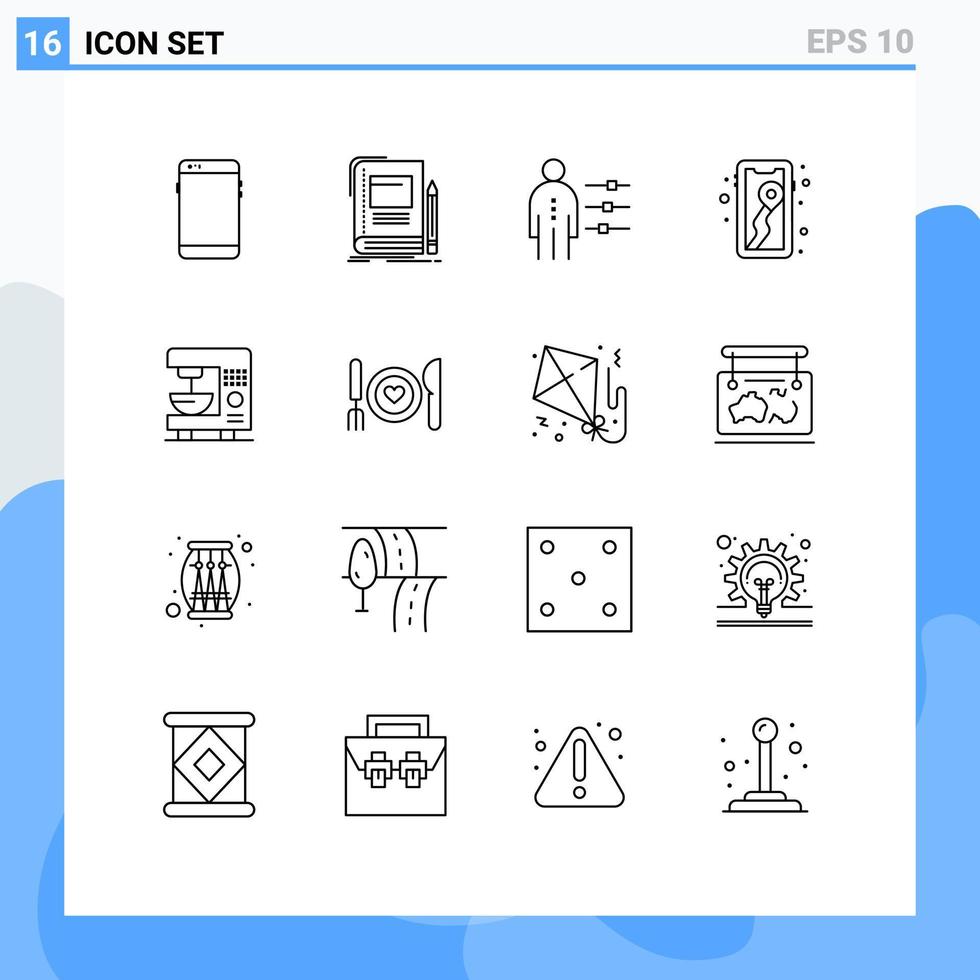 16 iconos creativos signos y símbolos modernos de mapa elementos de diseño de vector editables de trabajo de reclutamiento de portátiles móviles