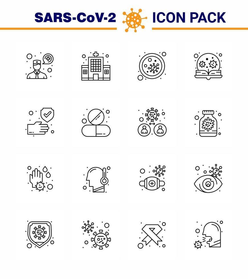 16 Line coronavirus epidemic icon pack suck as clean search blood loupe education viral coronavirus 2019nov disease Vector Design Elements