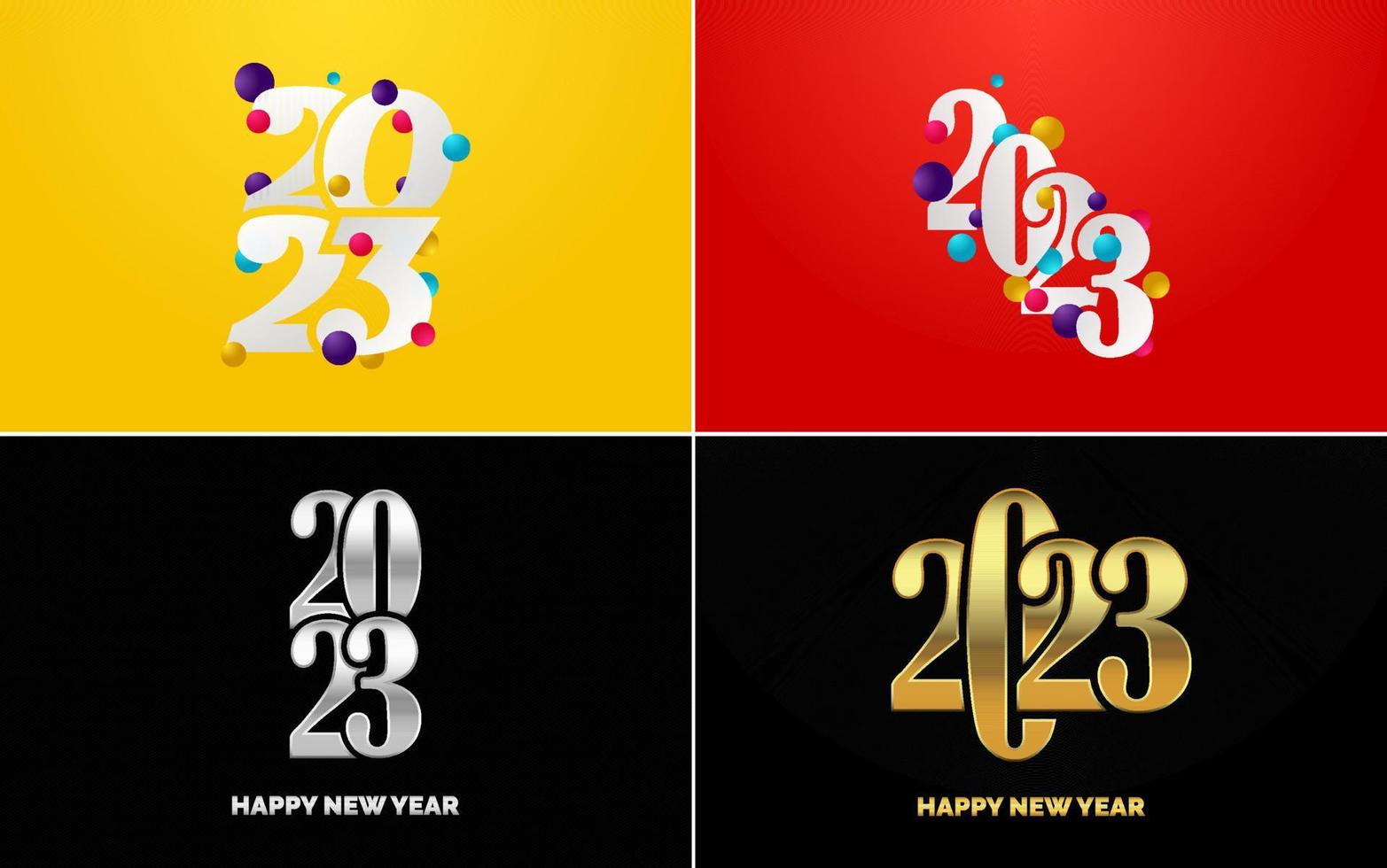 Big Set of 2023 Happy New Year logo text design. 2023 number design template. Collection of 2023 Happy New Year symbols vector