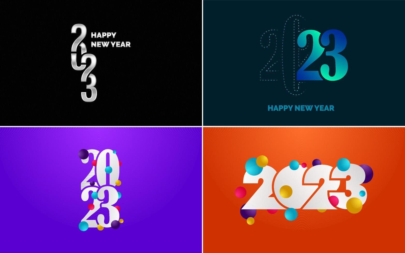 Happy New Year 2023 text design Pack. for Brochure design template. card. banner vector