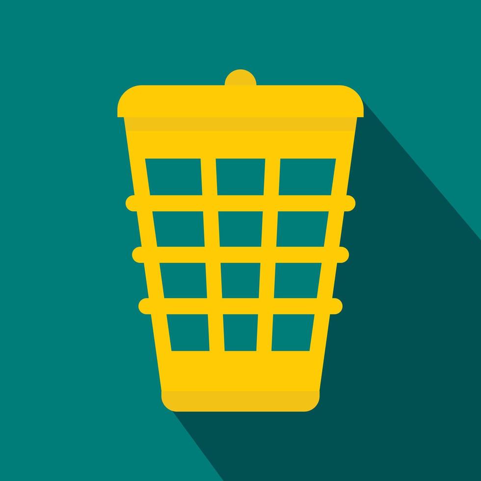 Yellow trash icon, flat style vector