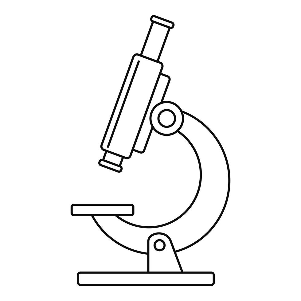 icono de microscopio de biología, estilo de esquema vector