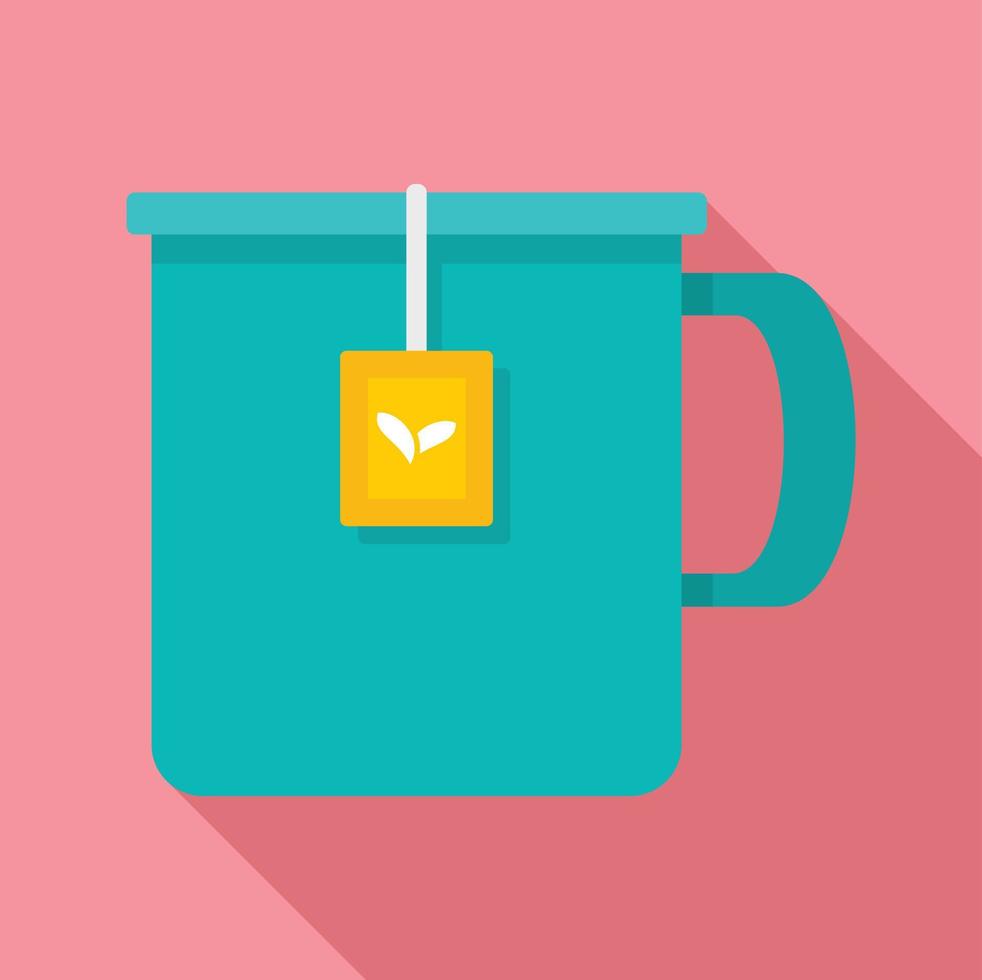 icono de taza de té caliente, estilo plano vector
