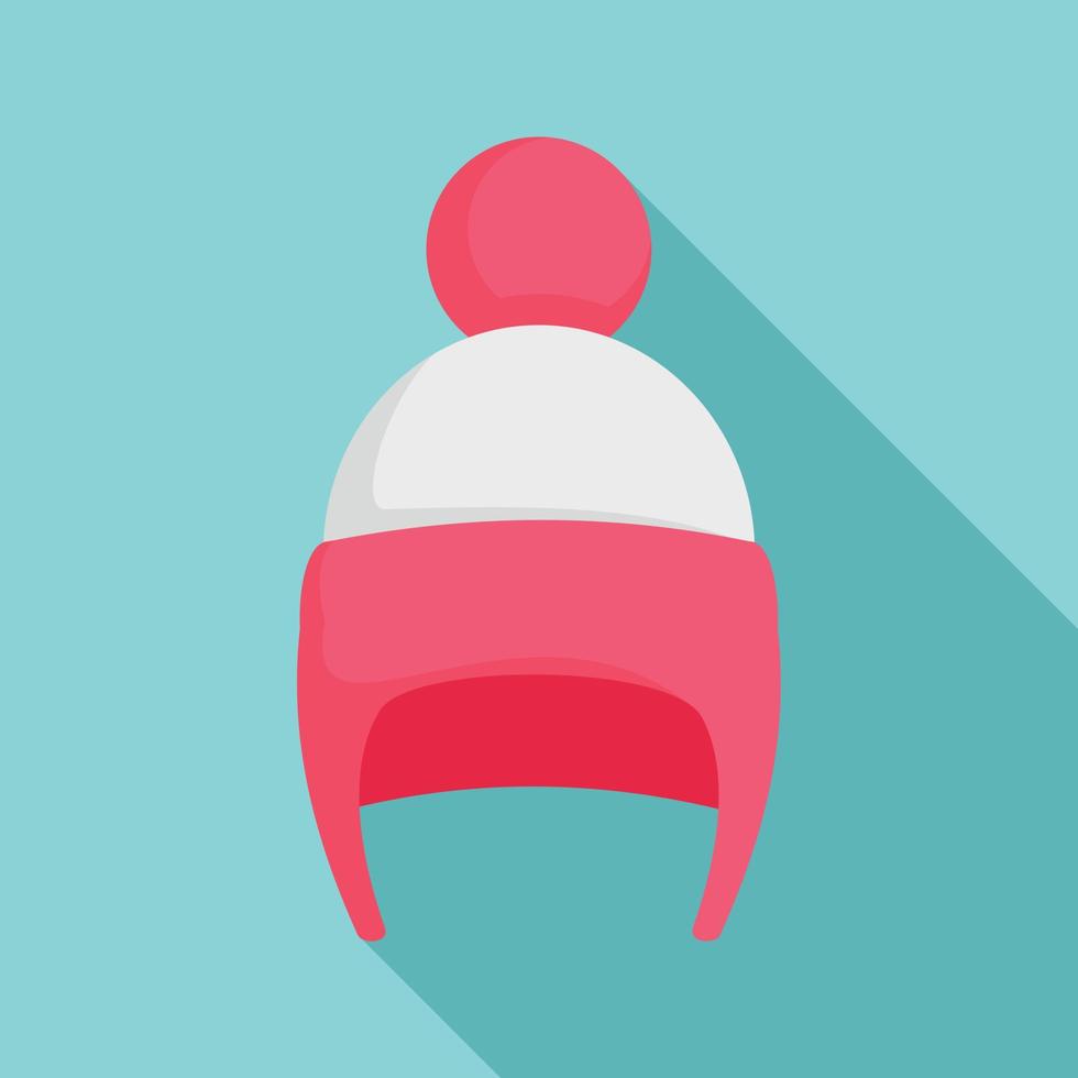 icono de sombrero de invierno de niña, estilo plano vector