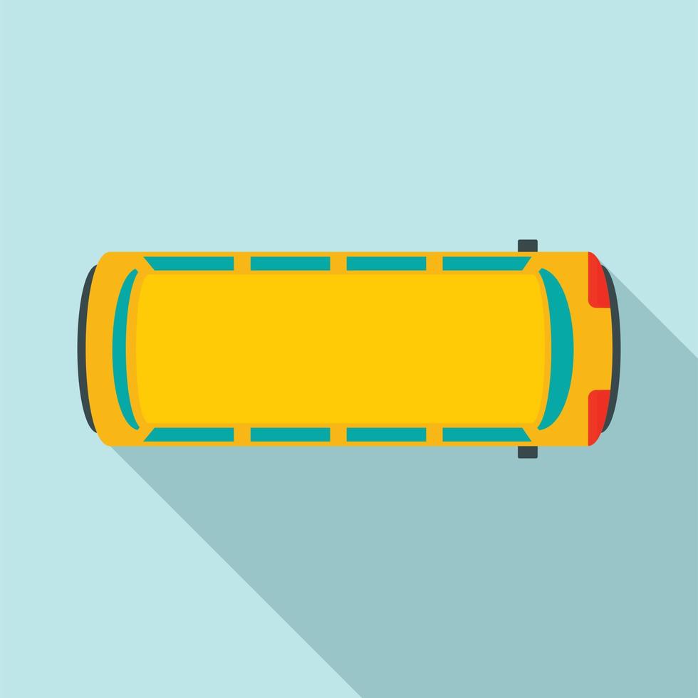 Top view school bus icon, flat style vector