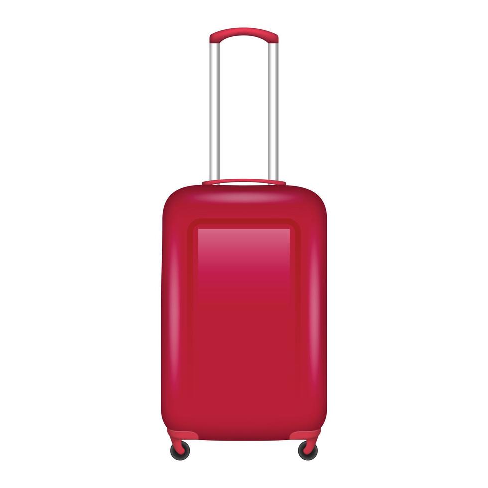 Red travel bag icon, realistic style vector