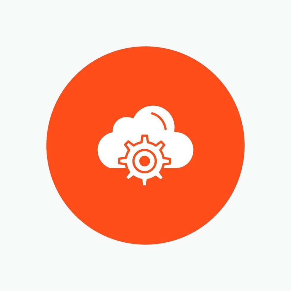 Cloud Setting Gear Computing white glyph icon vector