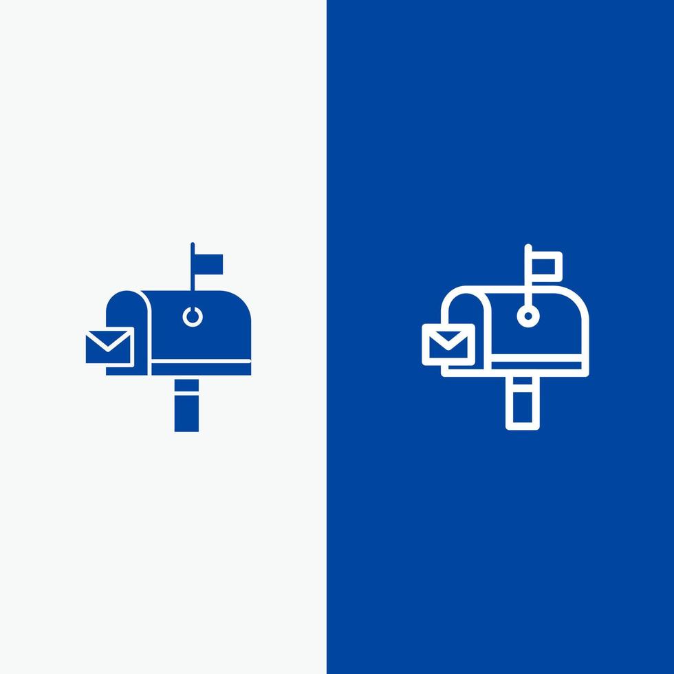 Mail Post Mailbox Post office Line and Glyph Solid icon Blue banner Line and Glyph Solid icon Blue banner vector