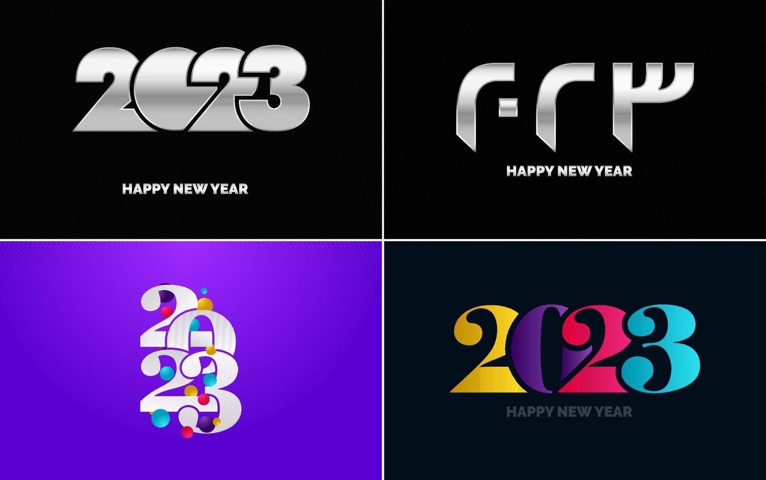 gran conjunto de diseño de texto del logo de feliz año nuevo 2023. Plantilla de diseño de número 2023. colección de símbolos de feliz año nuevo 2023 vector