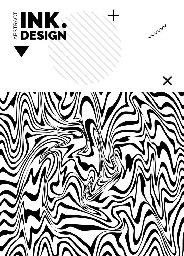 Black Lines Poster Template. Trendy abstract wavy backgrounds vector