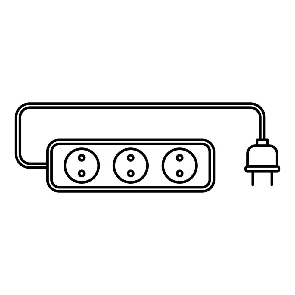 Extension cord icon, outline style vector