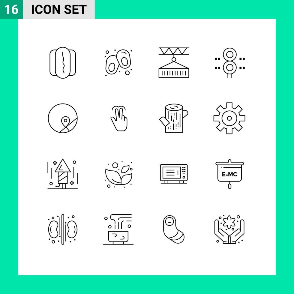 Set of 16 Vector Outlines on Grid for map transportation logistic train station Editable Vector Design Elements