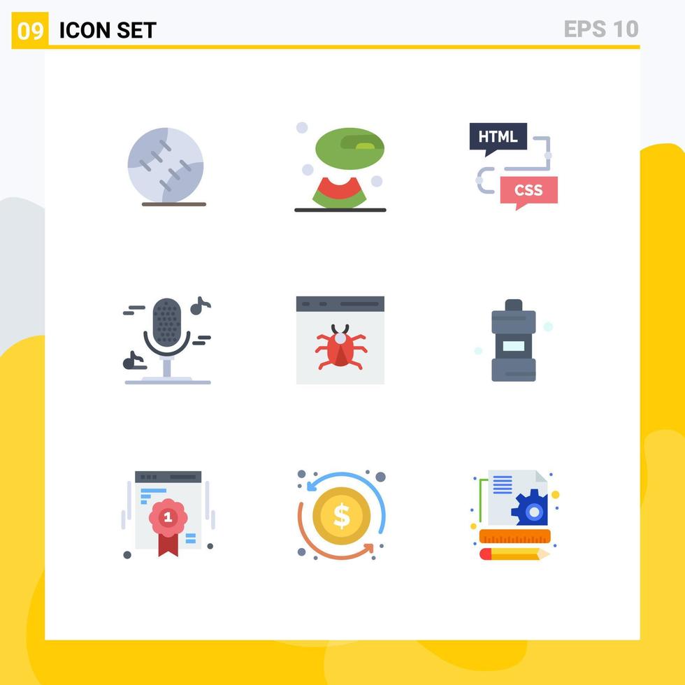 Stock Vector Icon Pack of 9 Line Signs and Symbols for bug app develop music audio Editable Vector Design Elements