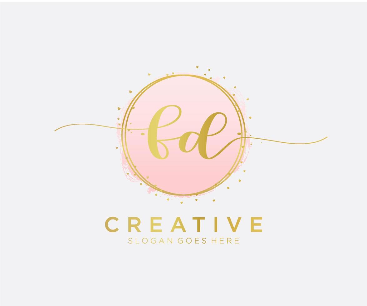 Initial FD feminine logo. Usable for Nature, Salon, Spa, Cosmetic and Beauty Logos. Flat Vector Logo Design Template Element.