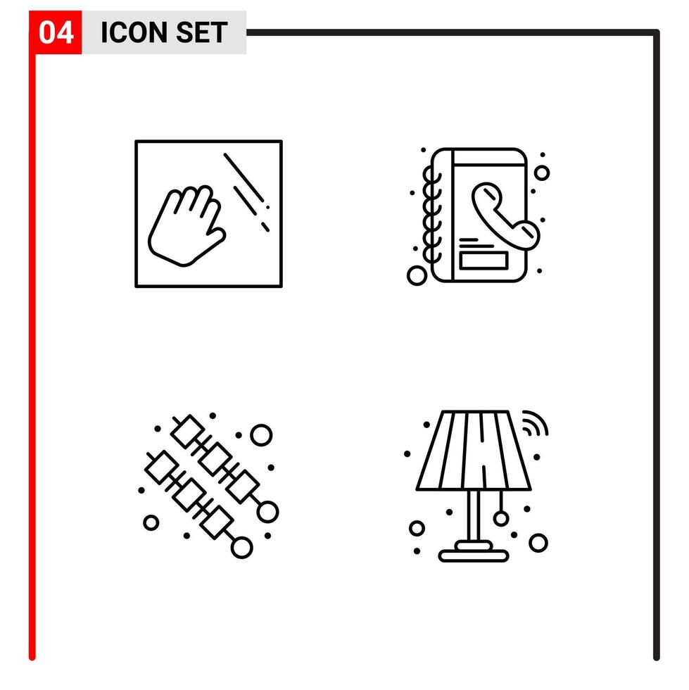 4 iconos generales para el diseño de sitios web, impresión y aplicaciones móviles 4 símbolos de contorno signos aislados en fondo blanco 4 paquete de iconos icono negro creativo fondo vectorial vector