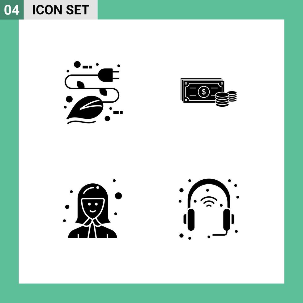 4 Creative Icons Modern Signs and Symbols of electricity business plug coins cashier Editable Vector Design Elements