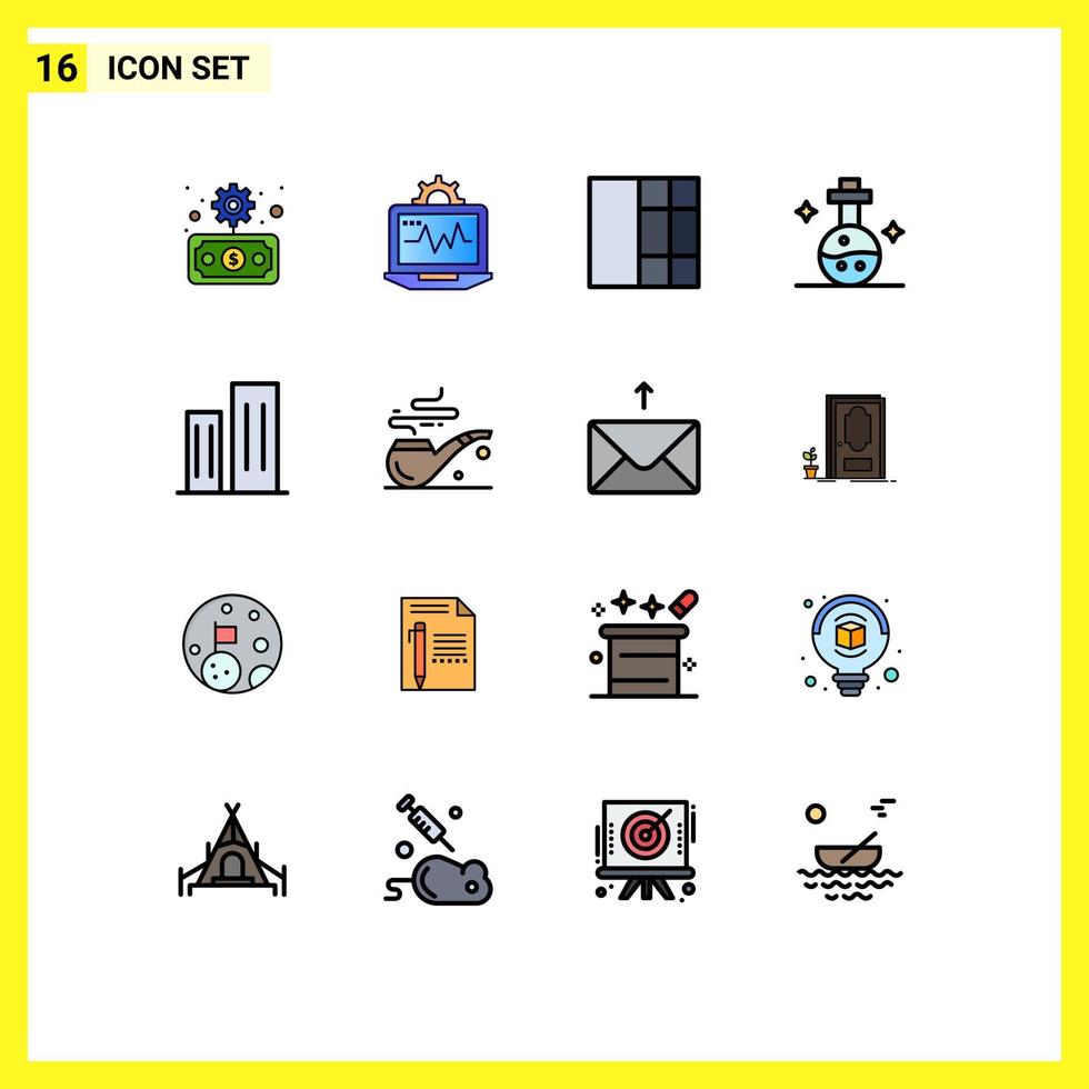 16 Universal Flat Color Filled Line Signs Symbols of district buildings grid architecture medical Editable Creative Vector Design Elements